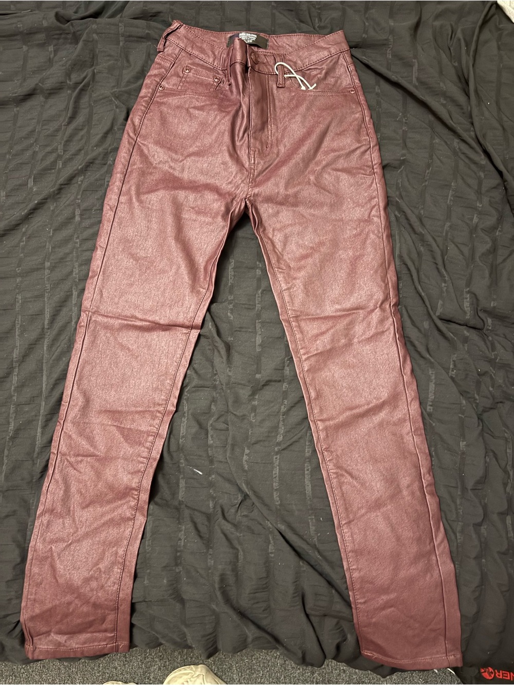 Womens Skinny Burgundy Pants